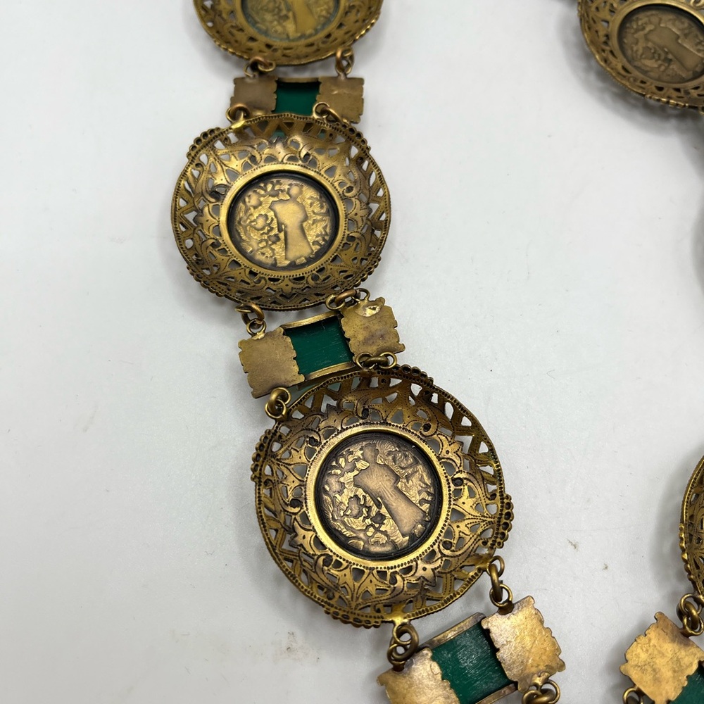 RARE Joseff Of Hollywood Necklace Asian Motif  Faux Chrysoprase 32” long - Picture 13 of 14